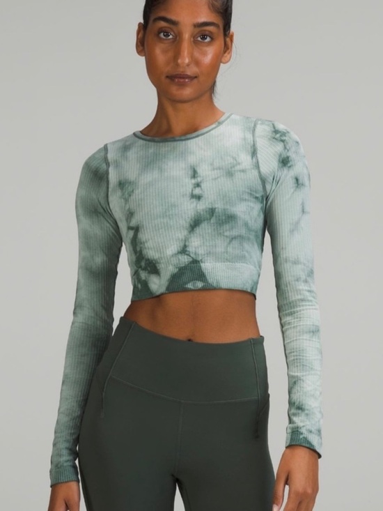 lululemon athletica Tops - Lululemon Ebb To Street Marble Dye Long Sleeve Shirt Women’s 10 Tidewater Teal